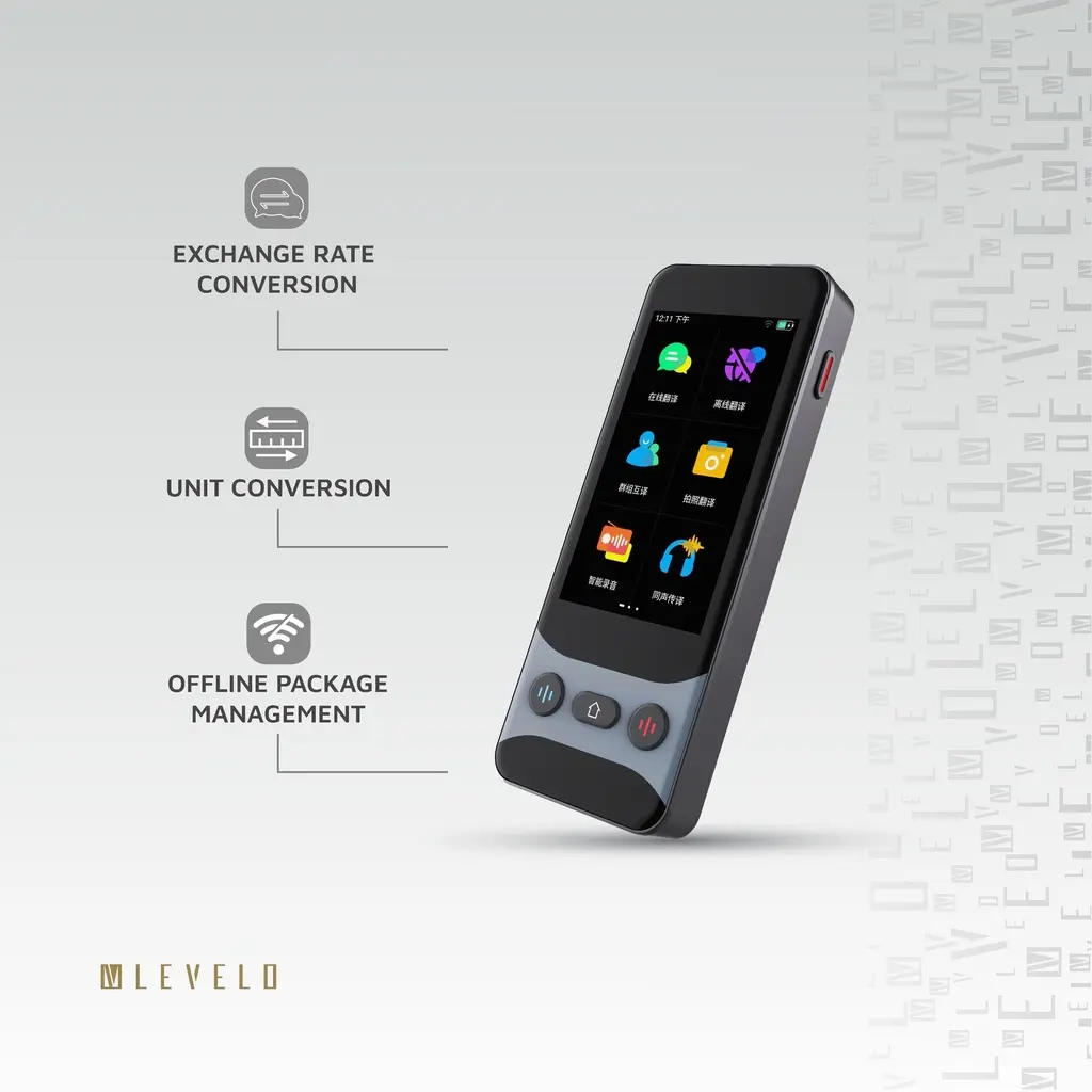 Levelo FluentLink Offline & Online Voice Translator - Grey (2).webp