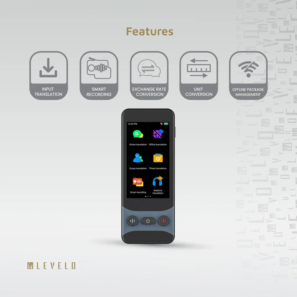 Levelo FluentLink Offline & Online Voice Translator - Grey (1).webp