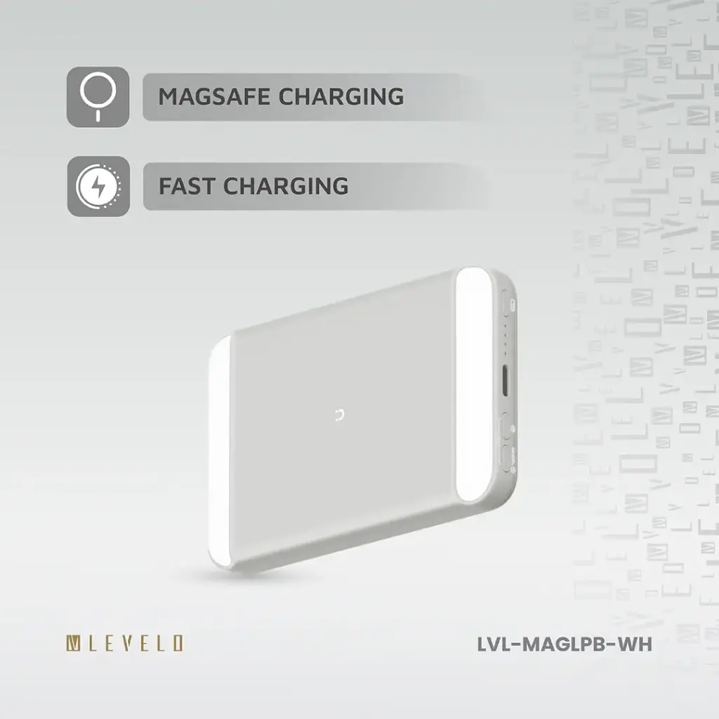 Levelo MagLight Portable Power Bank 8000mAh - White (4).webp