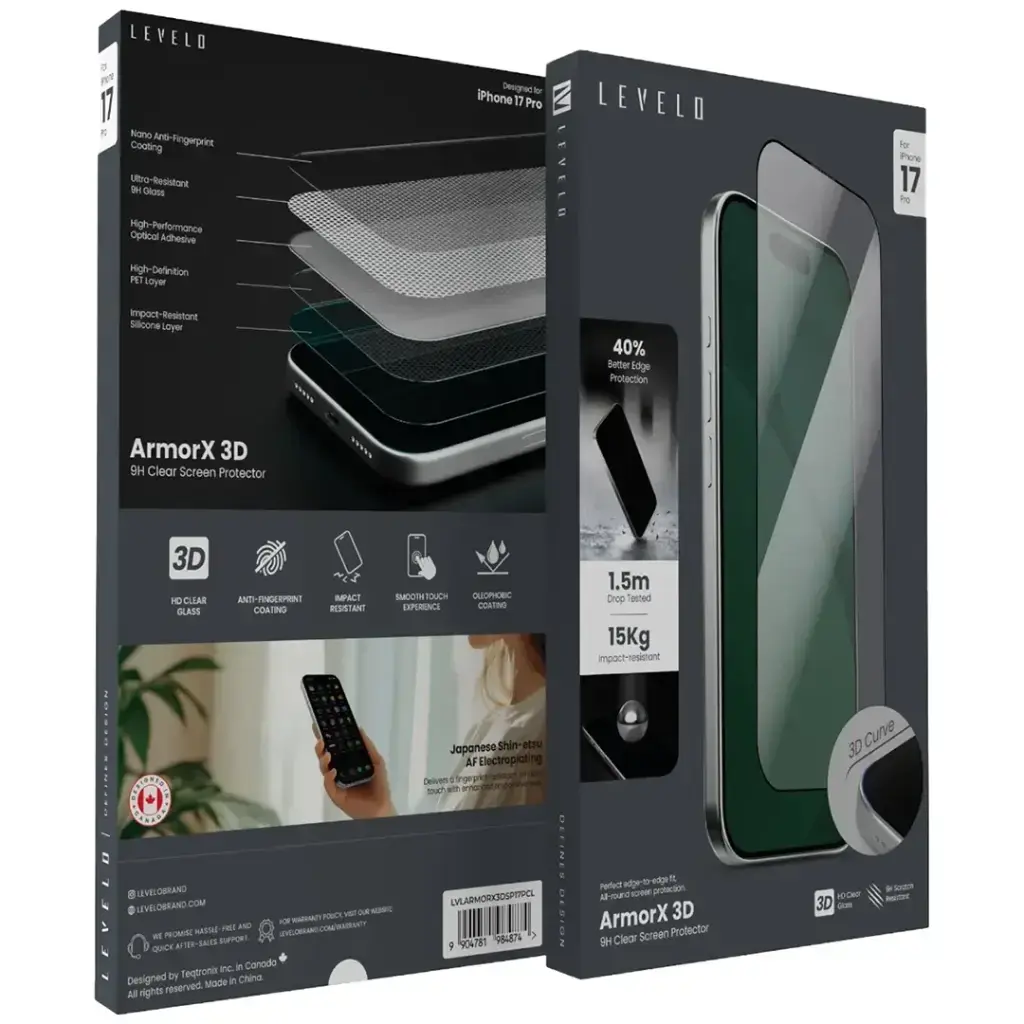 Levelo ArmorX 3D 9H Screen Protector - Clear.webp