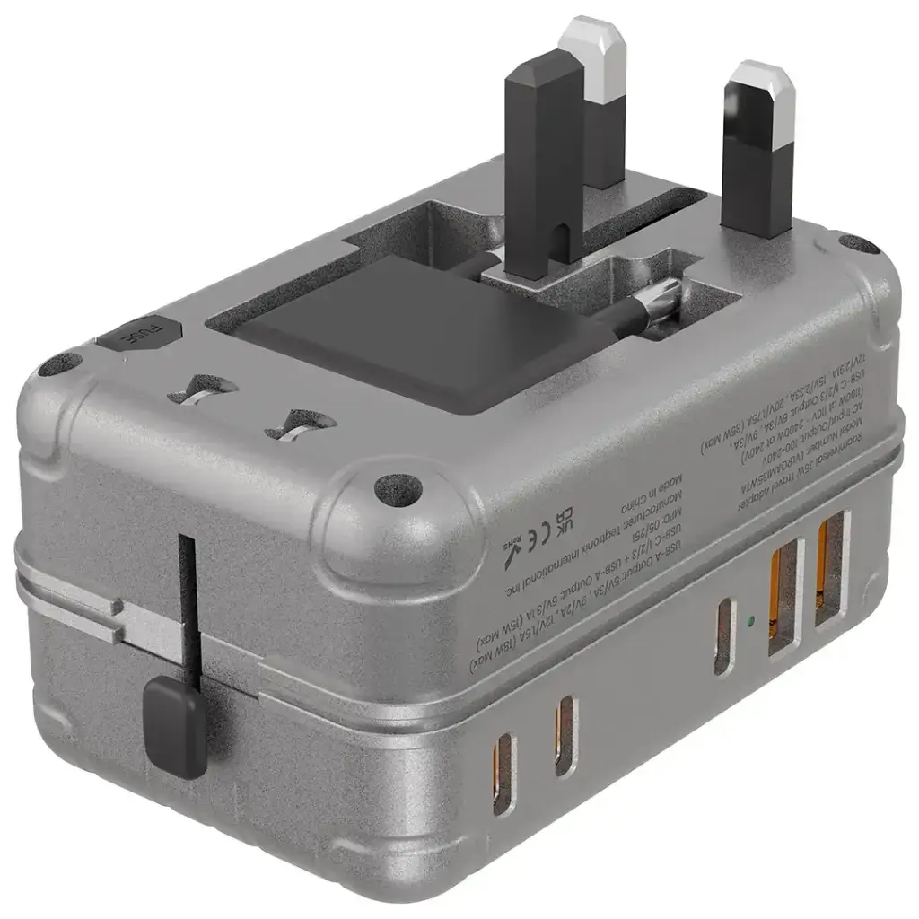 Levelo Roamiversal 2400W Luggage Design Travel Adapter - Aluminum6.webp