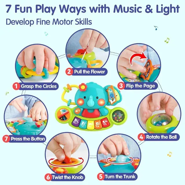 Hola - 2-In-1 Musical Elephant Keyboard Interactive Baby Toy (6).webp