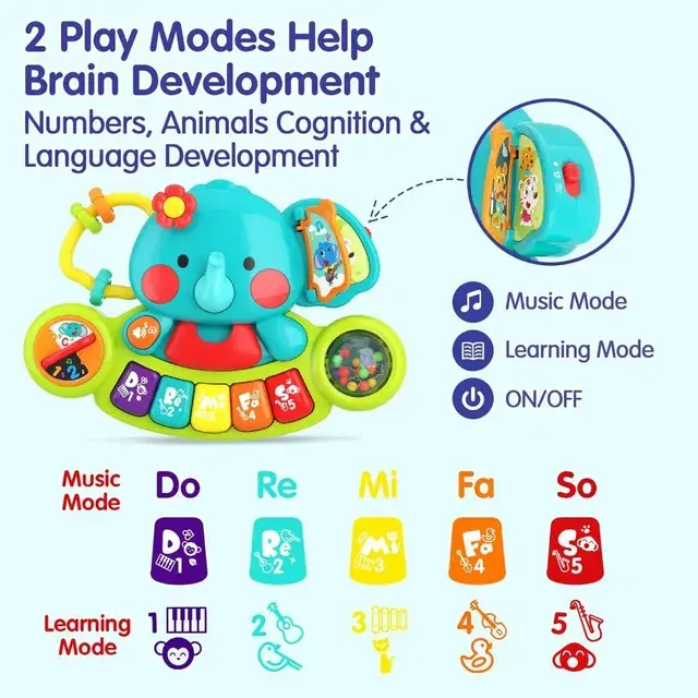 Hola - 2-In-1 Musical Elephant Keyboard Interactive Baby Toy (5).webp