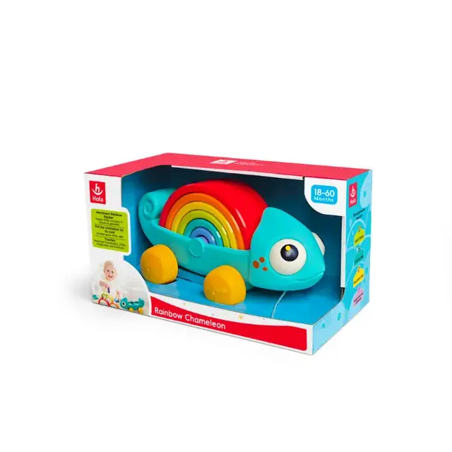 Hola - Rainbow Chameleon Pull Along & Stacking Activity Toy - Multicolor (3).webp