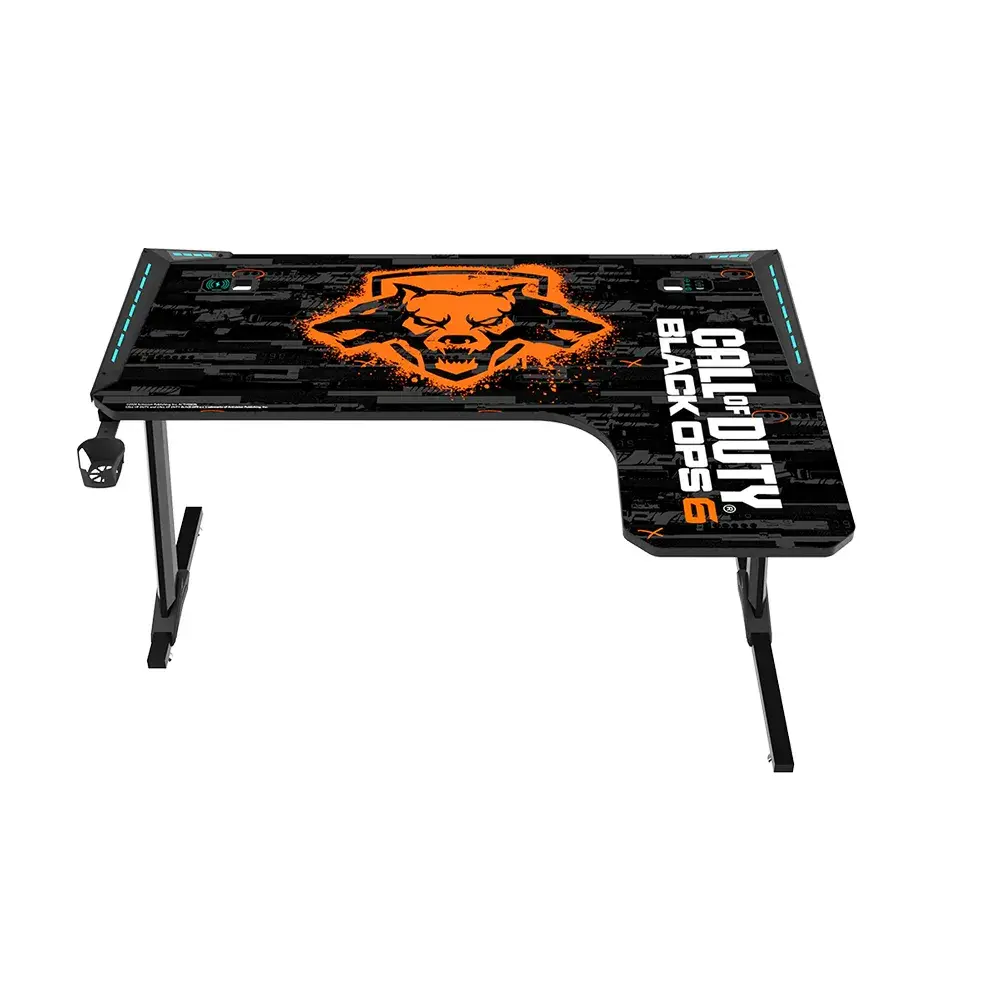 [BLKOPS6-RAPTOR-R] GAMEON Call Of Duty Raptor BLKOPS6-R Series L-Shaped RGB Gaming Desk – Flowing Light, Mouse Pad, Qi Wireless Charger, USB Hub, Cable Management, Headphone Hook, Cup Holder,.webp