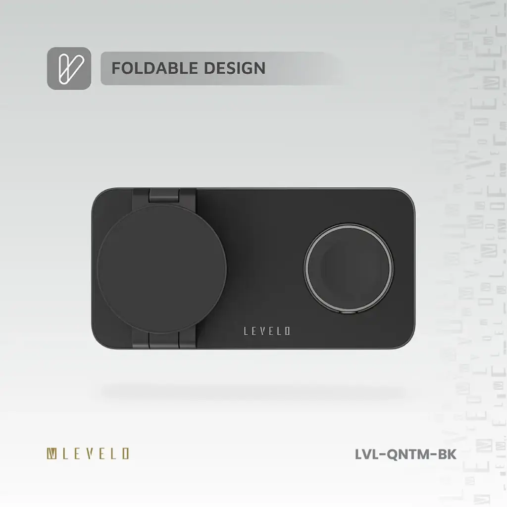 Levelo Quantum 3 in 1 Wireless Charger - Black (3).webp