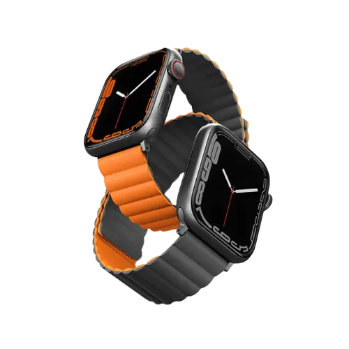 [8886463679128] Uniq Revix Reversible Strap For Apple Watch 42-44-45mm - Charcoal Grey - Orange.webp