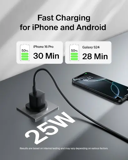 شاحن جداري بلكين USB-C بقدرة 25 واط مع تقنية PPS