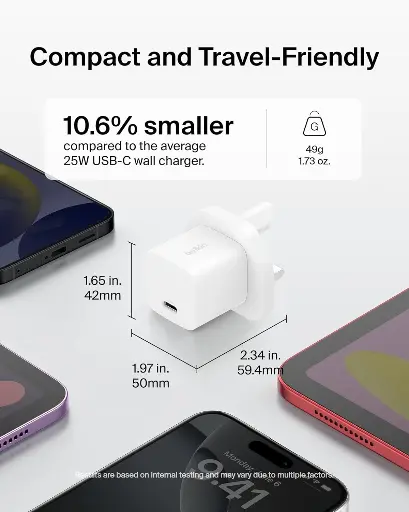 شاحن جداري بلكين USB-C بقدرة 25 واط مع دعم تقنية PPS