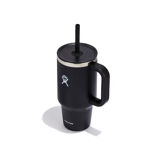 Hydroflask Travel Tumbler مع شفاط – لون أسود – سعة 950 مل