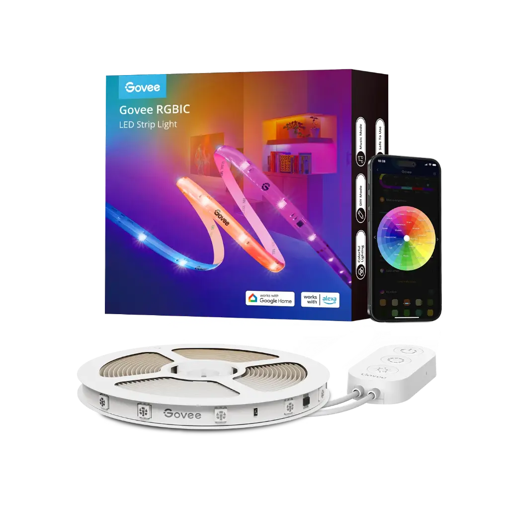 Govee RGBIC Wi-Fi + Bluetooth LED Strip Lights With Protective  Coating