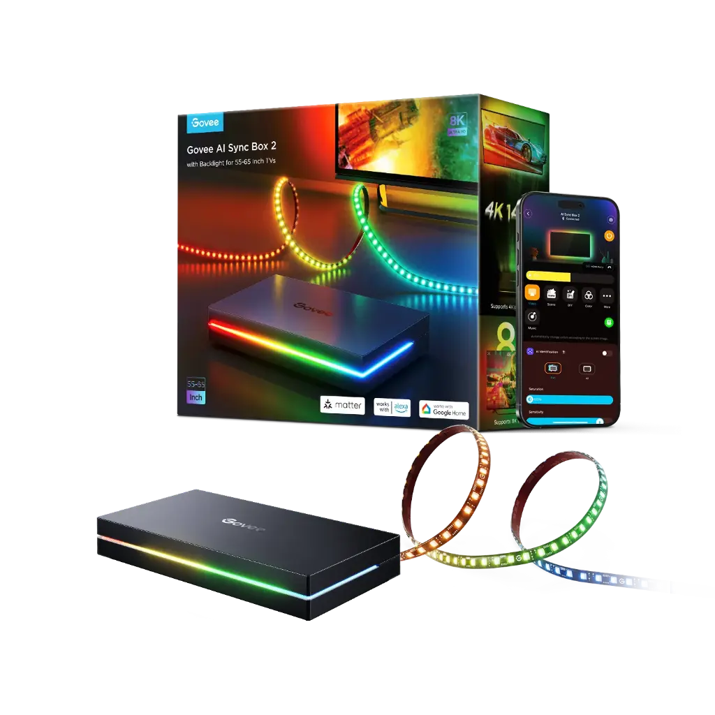 Govee AI Sync Box HDMI 2.1 with strip light for 55-65"TV MAX