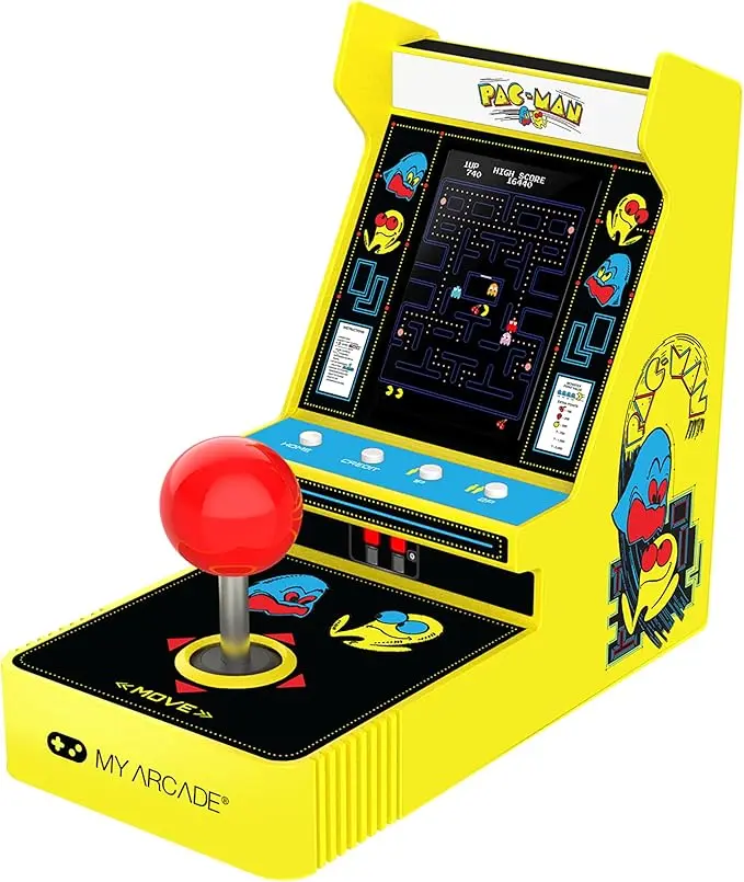 مشغل الألعاب My Arcade Pac-Man جويستيك: جهاز ألعاب ريترو مرخّص رسمياً، وضعان للعب، ماكينة أركيد كلاسيكية