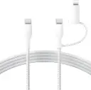 كابل مضفر بلكين BoostCharge 2 في 1 من USB-C إلى USB-C مع محول Lightning طول 1.5 متر