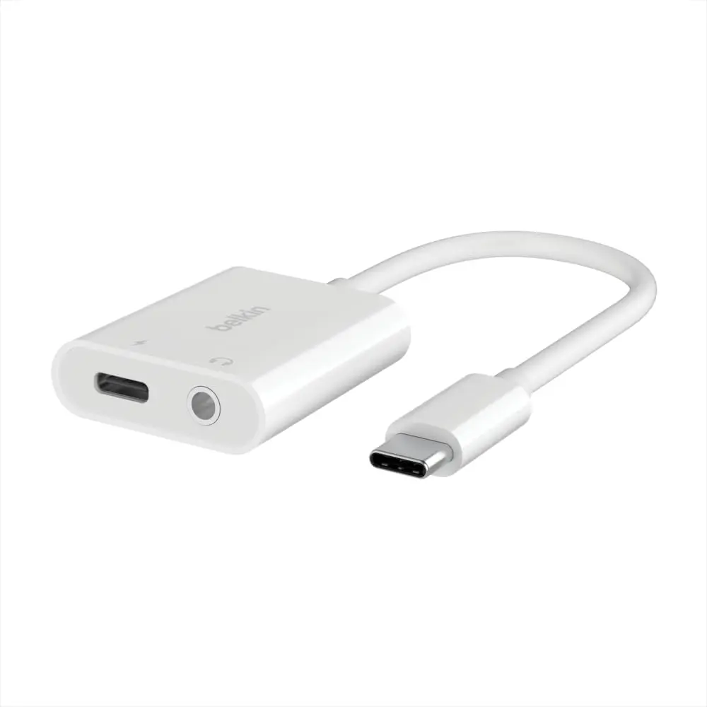 محول بلكين Rockstar للشحن والصوت 3.5 ملم USB-C