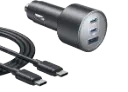 شاحن سيارة أنكر بثلاثة منافذ بقدرة 167.5 واط مع كابل USB-C بطول 3.3 قدم.