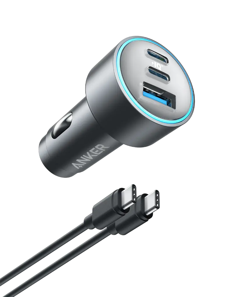 شاحن سيارة أنكر 335 بقدرة 67 واط مع كابل USB-C إلى USB-C بطول 3 أقدام