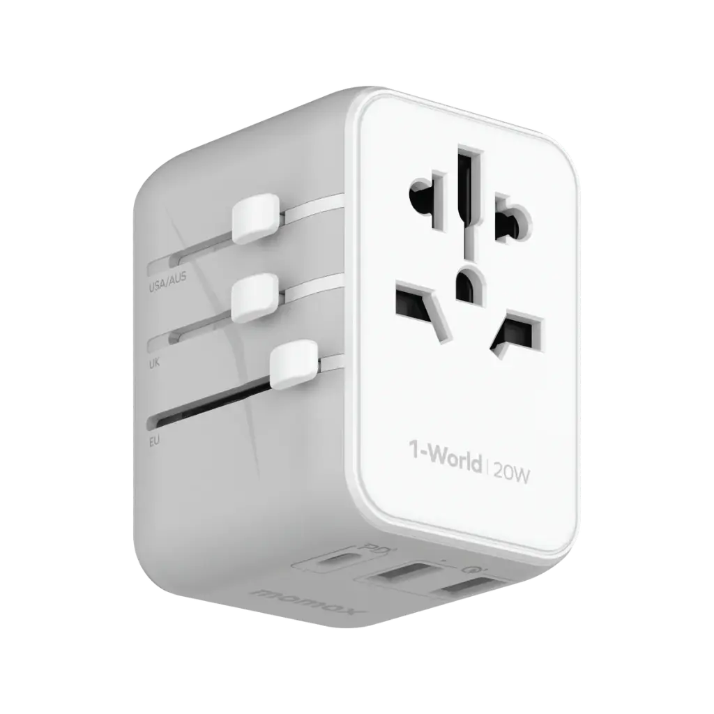Momax 1-World 20W 3-port + AC travel adapter White