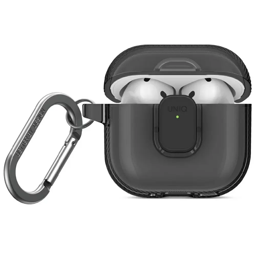 UNIQ GLASE PRO AIRPODS 4TH GEN LOCK CASE - GLOSSY SMOKE (GLOSSY SMOKE)