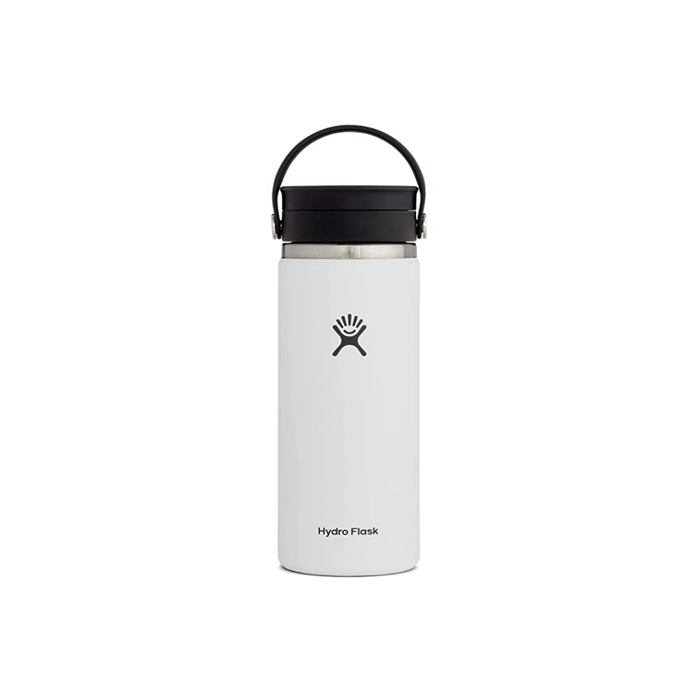 Hydroflask قارورة قهوة معزولة بفوهة واسعة – لون أبيض – سعة 470 مل