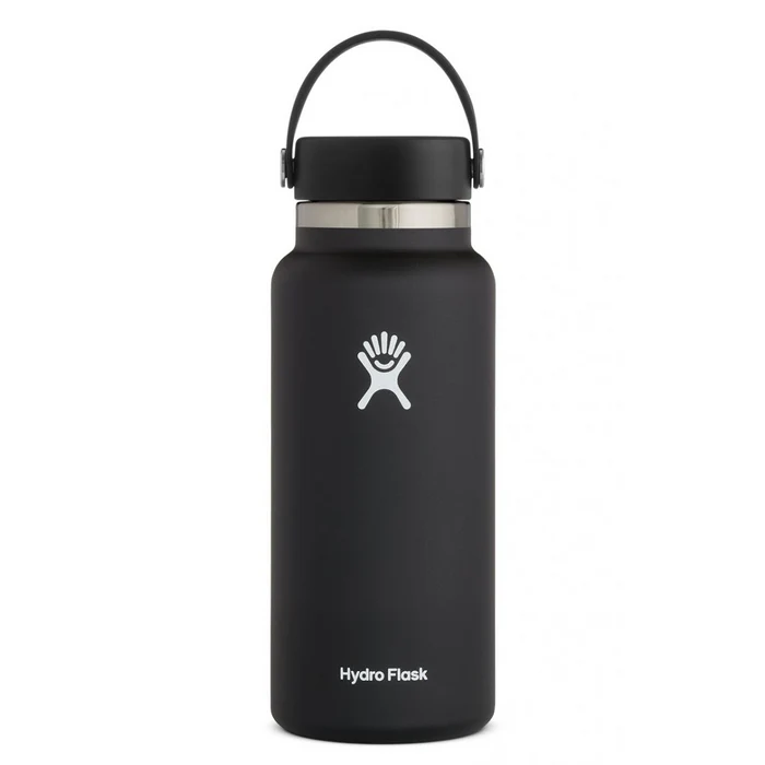 Hydroflask زجاجة معزولة بفوهة واسعة – لون أسود – سعة 950 مل