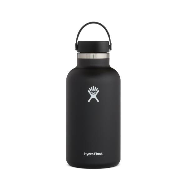 Hydroflask Vacuum Bottle – لون أسود – فوهة واسعة – سعة 1.9 لتر