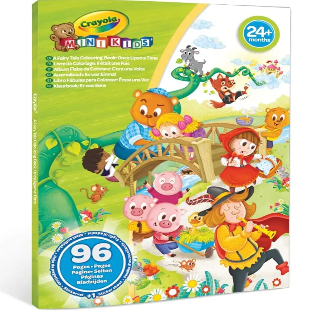 Crayola - كتاب تلوين ضخم 96 صفحة + ورقة ملصقات قصص خيالية