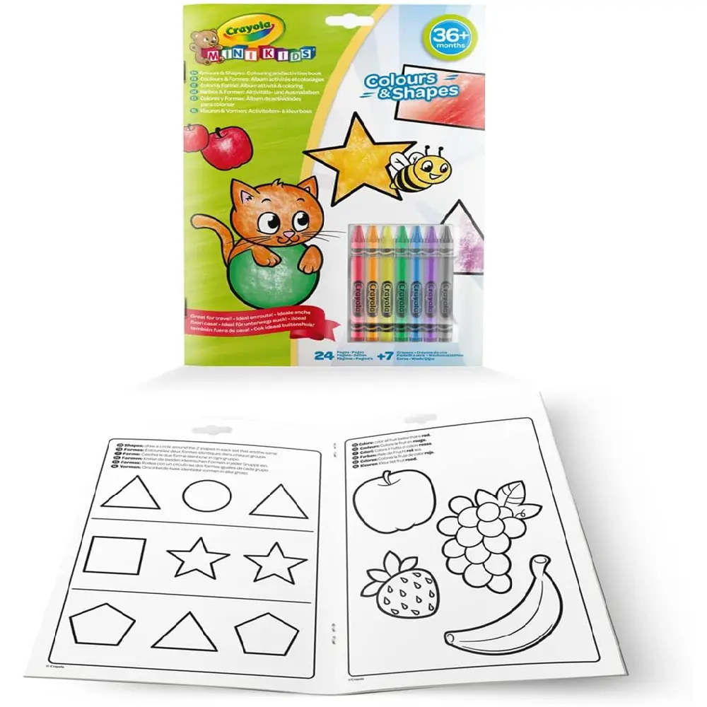 Crayola - كتاب نشاطات الألوان والأشكال مع 8 أقلام تلوين