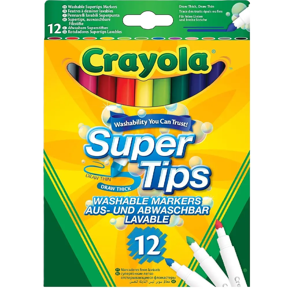 Crayola - 12 قلم تحديد سوبر توب قابل للغسل