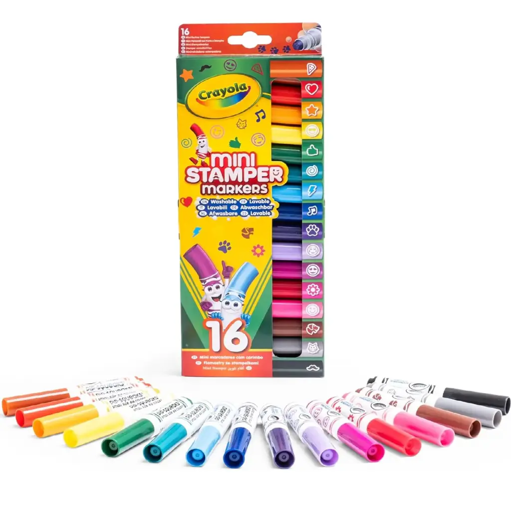 Crayola – 16 قلم تلوين صغير بختم قابل للغسل