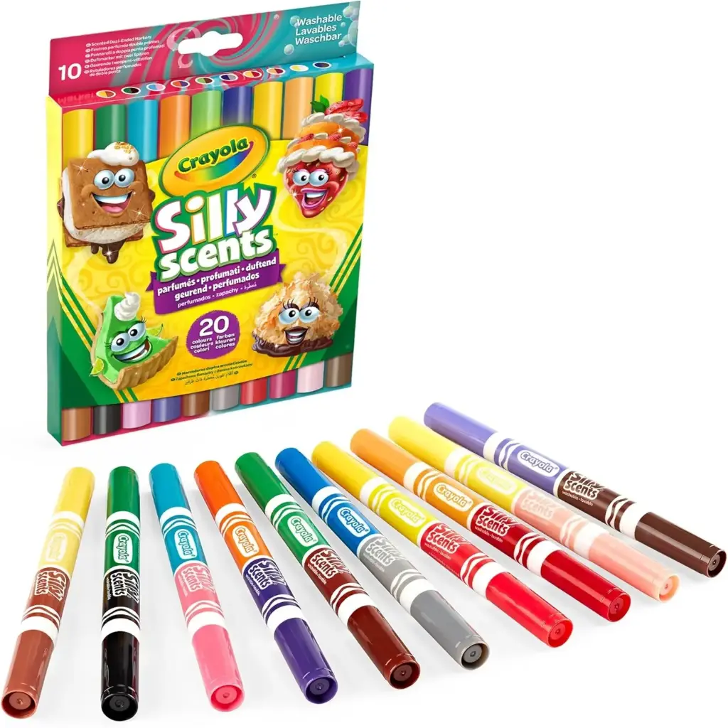 Crayola – 10 أقلام تلوين عطرية بعرض خط عريض، مزدوجة الرأس