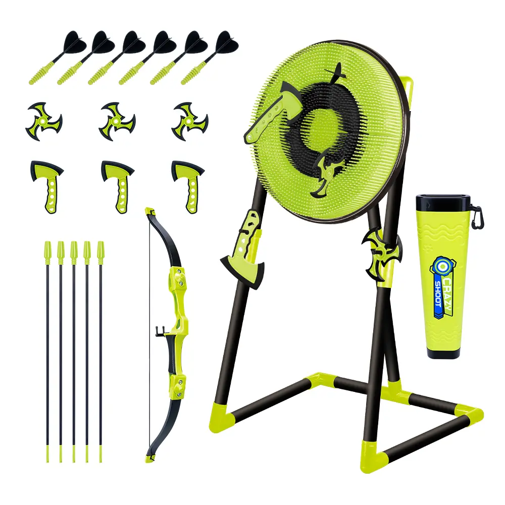 Aojie Sport - 18" Target Set (W/ 3 Axes 3 Spiral Darts 6 Darts 1 Bow 5 Arrows & Quiver)