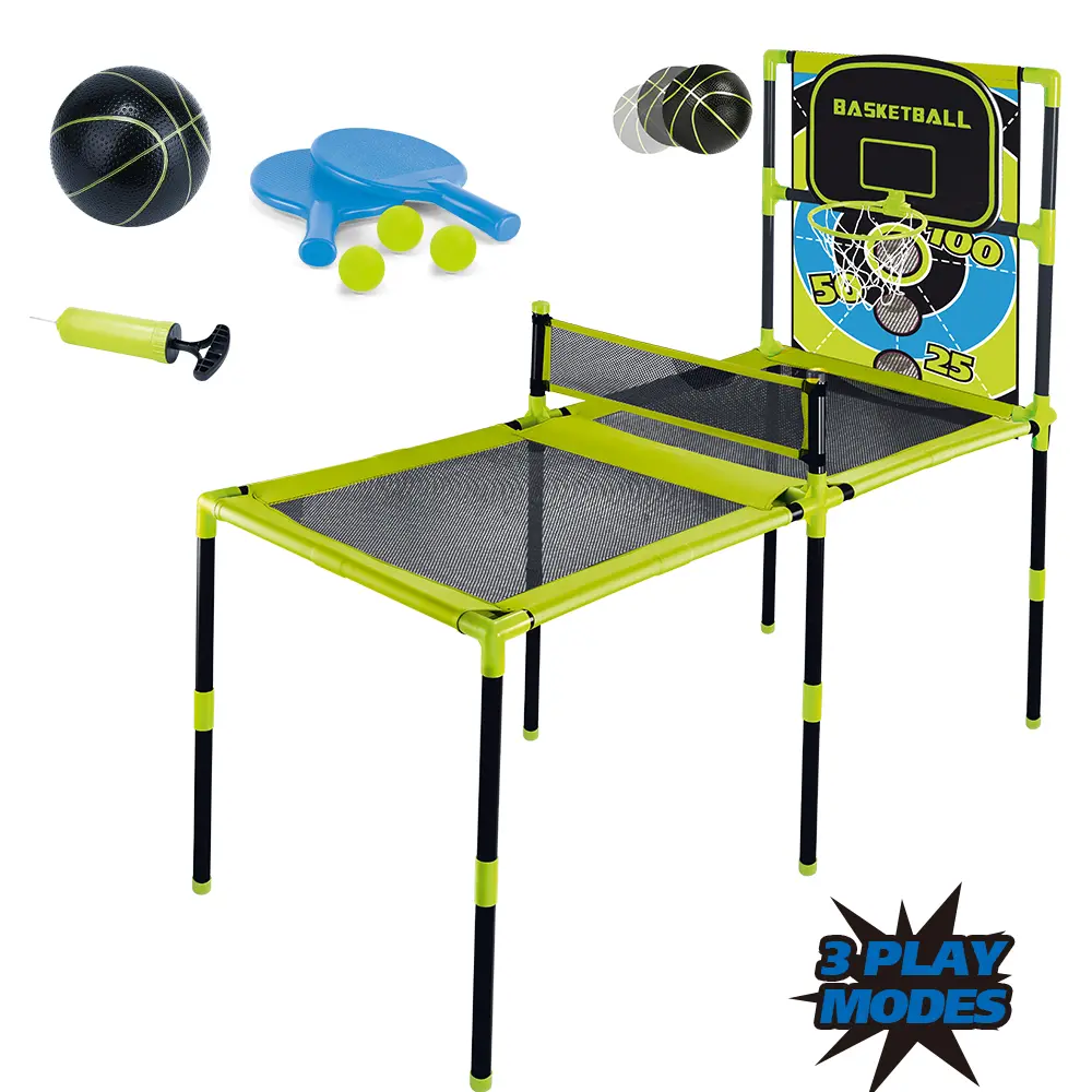 Aojie Sport - 3 In 1 Combo Set (Table Tennis Toss Game & Basketball Set)