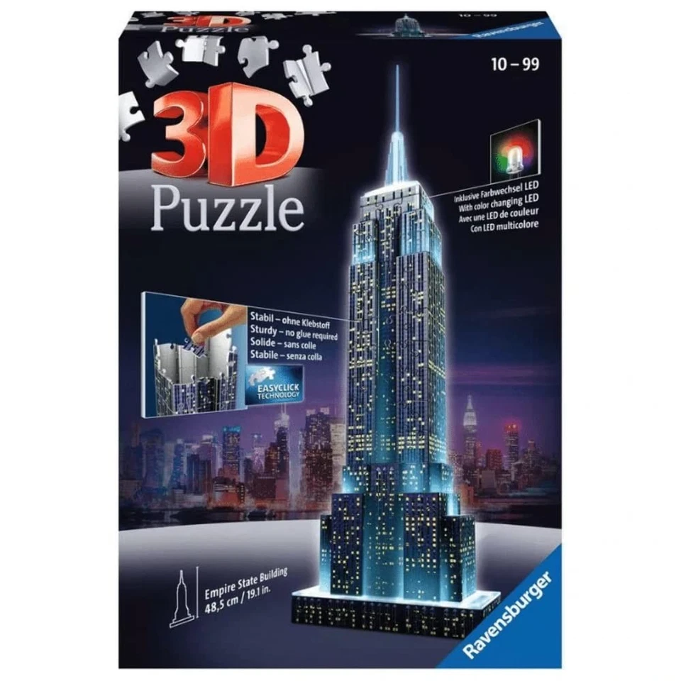Ravensburger مبنى إمباير ستيت إصدار الليل 216 قطعة ثلاثي الأبعاد