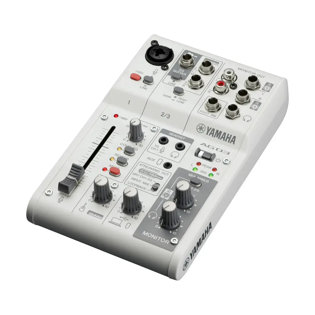 Yamaha AG03MK2 White 6-Channel Live Streaming Loopback Mixer