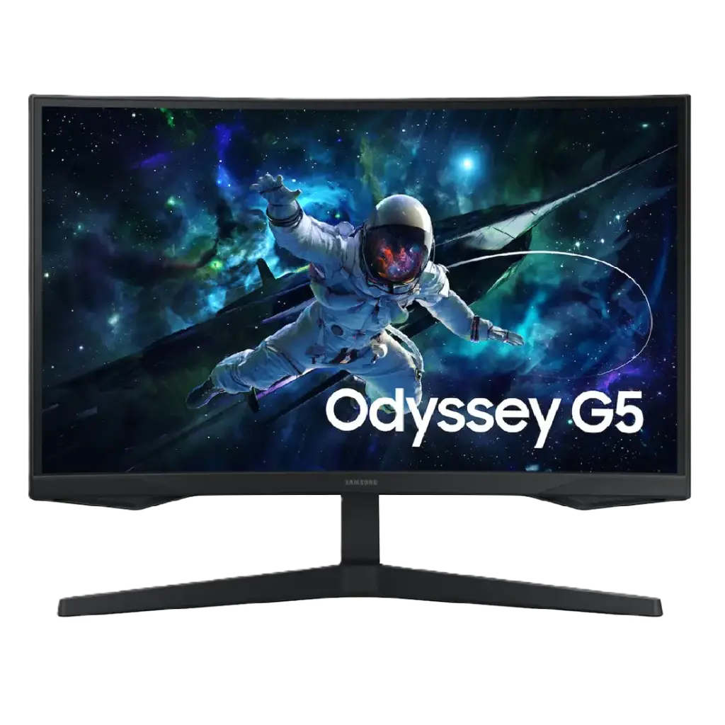 شاشة ألعاب سامسونج G5 بقياس 27 بوصة، دقة QHD 2K، معدل تحديث 165 هرتز، زمن استجابة 1 مللي ثانية، منحنية