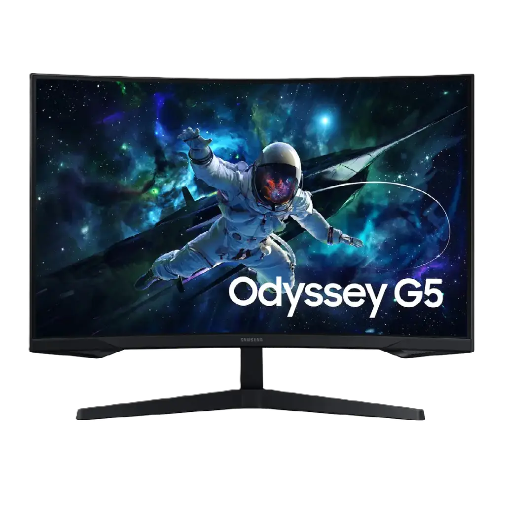 شاشة ألعاب سامسونج G5 بقياس 32 بوصة، دقة QHD 2K، معدل تحديث 165 هرتز، زمن استجابة 1 مللي ثانية، منحنية