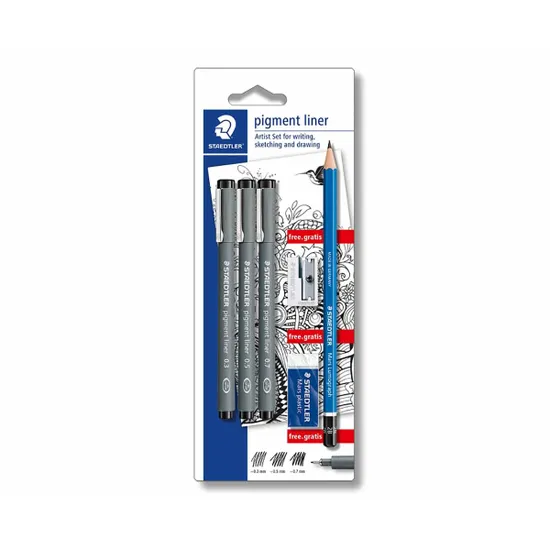 Staedtler Fineliner and Metallic Pen Card 15 Packs 10 Pieces 308SBK3P