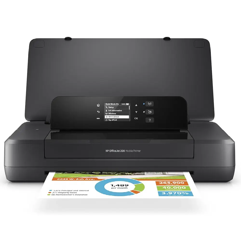 طابعة محمولة HP OfficeJet 202 نفاثة حبر ملونة، مع دعم Wi-Fi