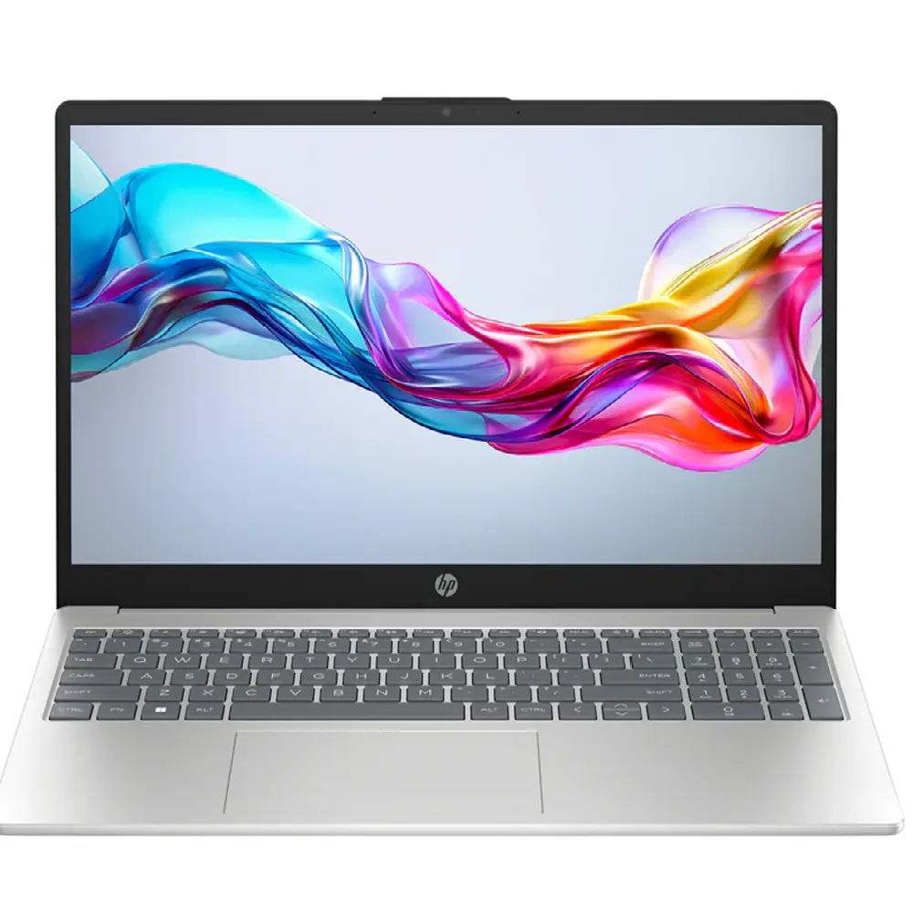 لابتوب HP 15‑fd0000ne بشاشة 15.6 بوصة FHD، معالج Intel Core i7‑1355U، ذاكرة 16 جيجابايت، تخزين 512 جيجابايت SSD، بطاقة رسومات NVIDIA MX570 بسعة 2 جيجابايت، نظام Windows 11 Pro K، ويأتي مع حقيبة وفأرة.
