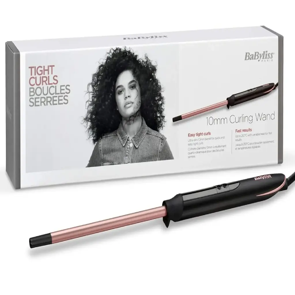 BABYLISS CURLER  10MM  QUARTIZ • CREAMIC UPTO 21o•c