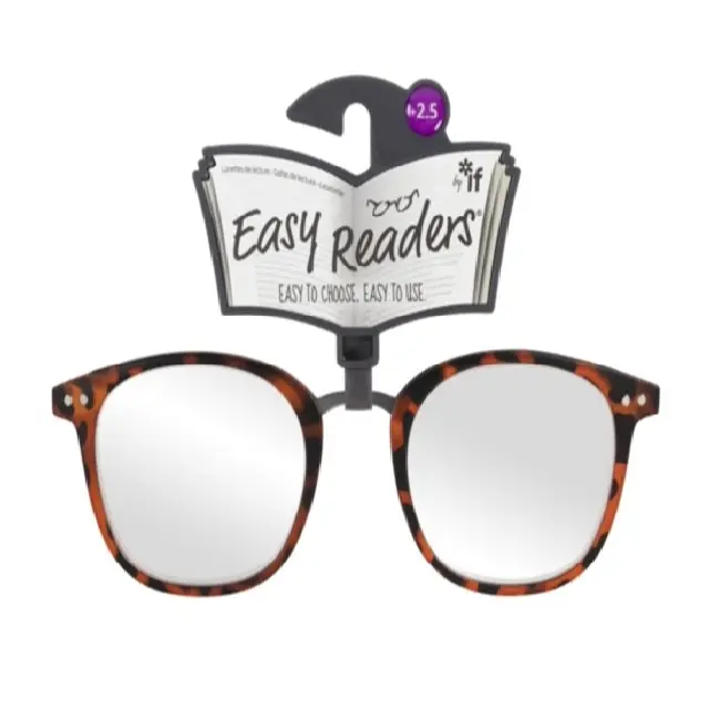 شركة IF – نظارات قراءة Easy Readers – معدنية الجسر بنمط القشرة السلحفائية (Metal Bridge Tortoiseshell) +2.5