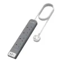 شريط كهرباء من راف باور PC1039 مع شحن PD بقدرة 30 واط، 4 منافذ تيار متردد (AC)، 2 منافذ USB-A، منفذ USB-C واحد، طول 3 أمتار