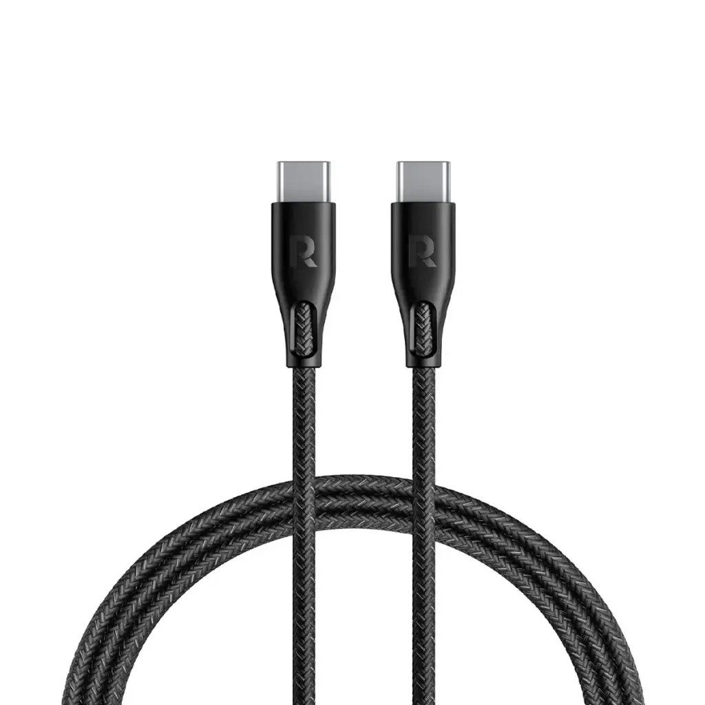 كابل شحن C إلى C من راف باور RP-CB1029 بقوة 60 واط، لون أسود، طول 1.2 متر