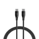 كابل شحن C إلى C من راف باور RP-CB1029 بقوة 60 واط، لون أسود، طول 1.2 متر