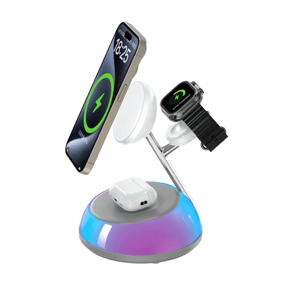 شاحن لاسلكي Wiwu Wi-W036 Aurora Qi2‏ 3 في 1