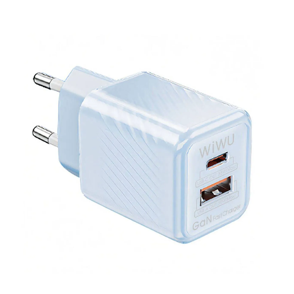 شاحن سريع GaN من Wiwu Wi-U015 بقوة 35 واط، يدعم QC وPD