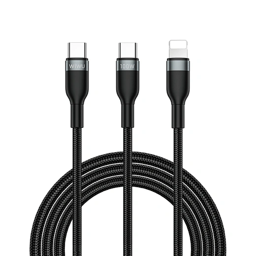 كابل شحن مختصر 3 في 1 من Wiwu Wi-C029 (C إلى C + C)