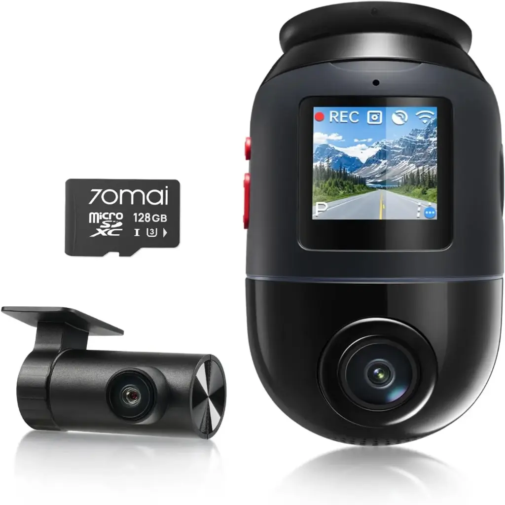 كاميرا سيارة 70mai 4K Omni بزاوية 360° + عرض كامل Rearview مع مستشعرين Sony STARVIS 2، ذكاء اصطناعي 2.0 واتصال 4G LTE