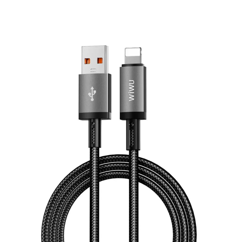 وايو – كابل USB-A إلى لايتنينغ موديل Wi-C055، طول 1 متر – رمادي